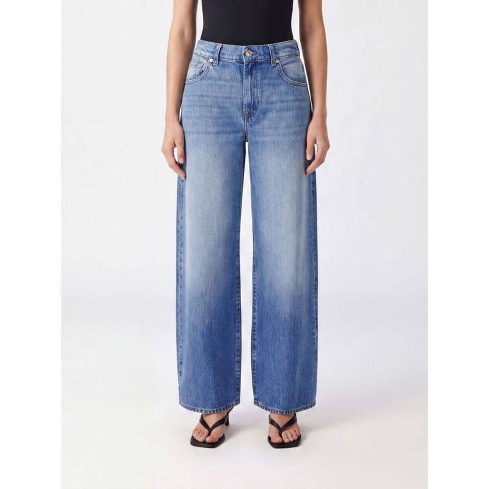 7 For All Mankind High-Waisted Wide-Leg Cotton Denim Jeans
